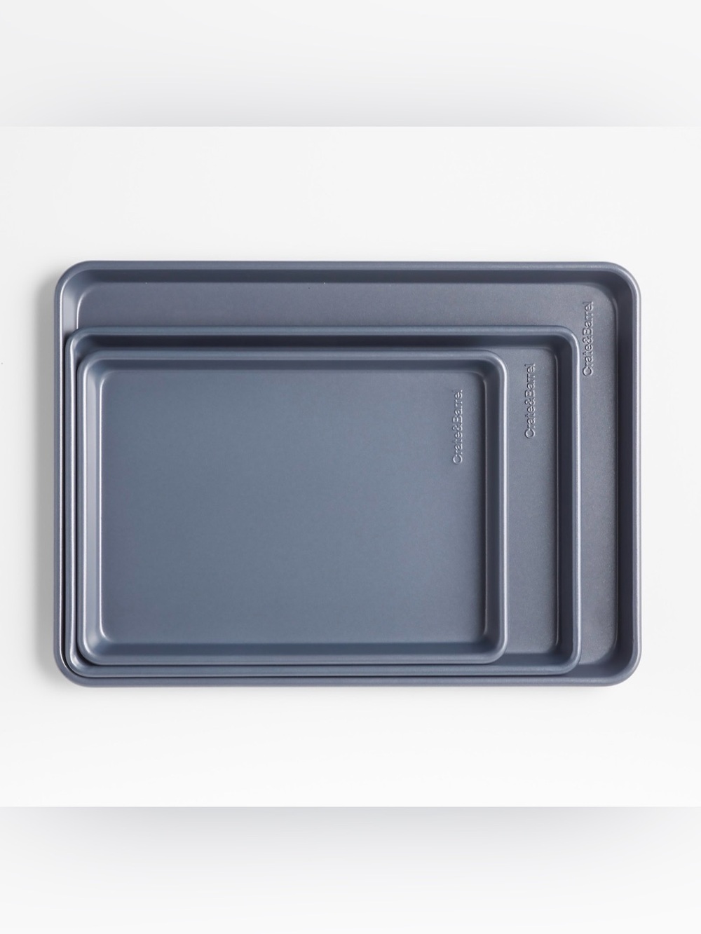 Crate & Barrel Slate Blue Silicone Nonstick Sheet Pans, Set of 3 9” 10” 18”
